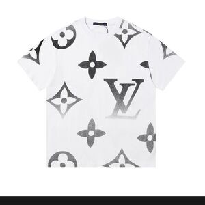 Louis Vuitton White T-Shirt with Gray Monogram Motif